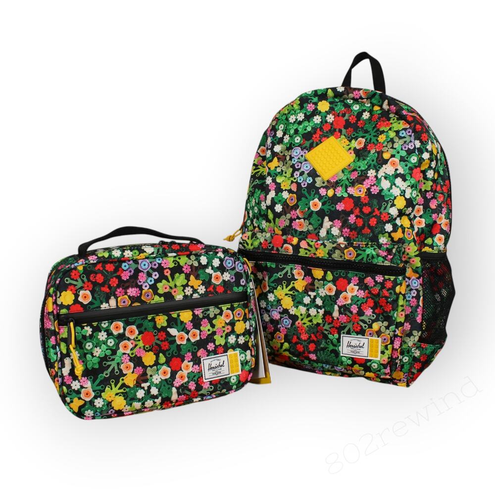 LEGO x Herschel Backpack & Lunchbox 2 Pc Bundle Scavenger Hunt Meadow Floral NEW - Picture 10 of 11